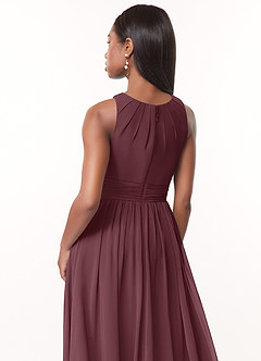 Azazie Harper Brautjungfernkleider A-Linie Plissee Chiffon Kleid Sangria image4