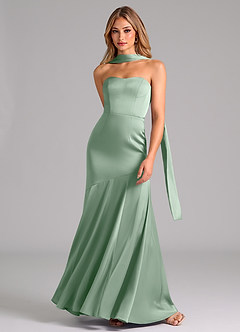 Azazie Shiloh Bridesmaid Dresses Agave Mermaid Strapless Stretch Satin Convertible Dress image4