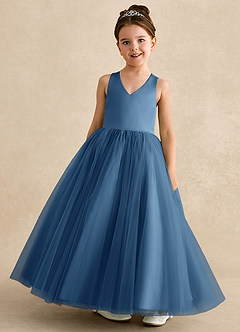 Azazie Peanut Flower Girl Dresses Twilight A-Line Strap Tulle Dress image4