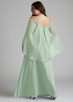Azazie Cienna Bridesmaid Dresses Agave A-Line Off the Shoulder Chiffon Dress image8
