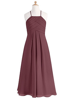 Azazie Ginger Junior Sangria A-Line Pleated Chiffon Dress image7