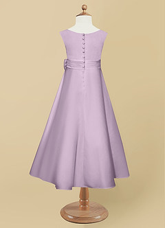 Azazie Lindy Flower Girl Dresses Frosted Lilac A-Line Pleated Matte Satin Dress image11