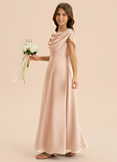 Azazie Lambie Junior English Rose A-Line Pleated Chiffon Dress image4