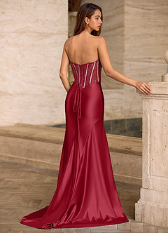 Skylar Burgundy Rhinestone Corset Prom Dress image7