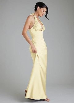Azazie Torrance Robes de demoiselle d'honneur Robe Sirène en Satin extensible Corset Sorbet Citron image7