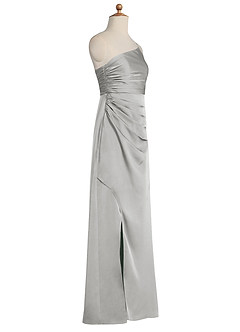 Azazie Eren Junior Silver Sheath Pleated Stretch Satin Dress image7