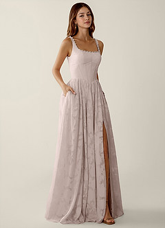 Megan Powder Pink Lace A-line Prom Dress image4