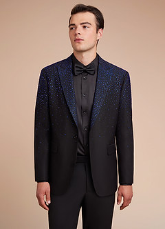 front Victor Negro Chaqueta de esmoquin con pedrería