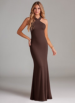 Azazie Doretta Bridesmaid Dresses Ganache Mermaid Pleated Chiffon Dress image8