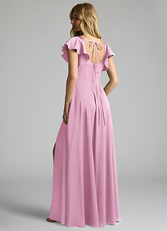 Azazie Bondi Bridesmaid Dresses Candy Pink A-Line Bow Stretch Satin Dress image2