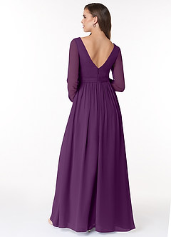 Azazie Teton Maternity Bridesmaid Dresses A-Line Long Sleeve Chiffon Floor-Length Dress image2
