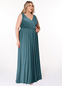 Azazie Tanicia Bridesmaid Dresses Bermuda A-Line V-Neck Pleated Mesh Dress image8