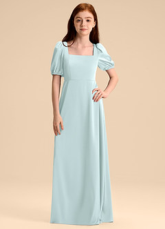 Azazie Briar Junior Robe Trapèze en Satin extensible Arc Verre De Mer image6