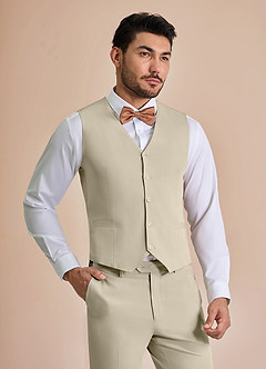 front William Tan Comfort Blend Suit Vest
