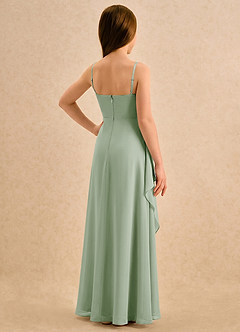 Azazie Cannoli Girls Formal Abiti da Ragazza di Fiori Abito A-Line in Chiffon Plissettato Verde Salvia image2