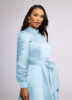 Azazie Ruth Mother of the Bride Dresses Sky Blue A-Line Lace Matte Satin Dress image3