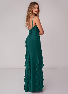 Azazie Malia Bridesmaid Dresses Peacock Sheath Ruched Chiffon Dress image5