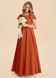 Azazie Cady Junior Burnt Orange A-Line Pleated Chiffon Dress image4