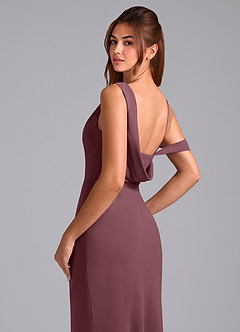 Azazie Madelyn Bridesmaid Dresses Sangria Mermaid One Shoulder Chiffon Convertible Dress image2