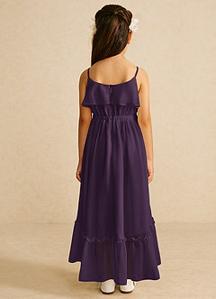 Azazie Karmen Flower Girl Dresses Plum A-Line Ruched Chiffon Dress image3