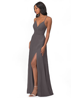 Azazie Everleigh Bridesmaid Dresses Steel Grey A-Line Sweetheart Pleated Chiffon Dress image5
