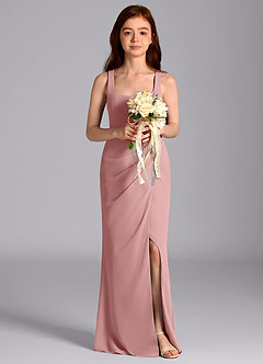 Azazie Mero Junior Dusty Rose Mermaid Pleated Chiffon Dress image3