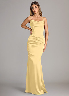Azazie Sorrel Bridesmaid Dresses Butter Mermaid Strapless Stretch Satin Convertible Dress image6