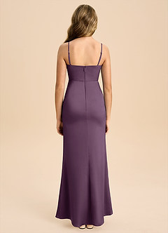 Azazie Buzzy Junior 쉬스 주름진 스트레치 새틴 플로어 길이 주니어 신부 들러리 드레스 image2