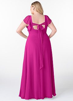 Azazie Syenna Jurken voor bruidsmeisjes Jurk van Chiffon met A-Lijn Ruches Fuchsia image7