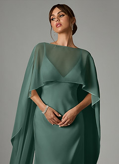 Azazie Stefania Bridesmaid Dresses Eucalyptus A-Line Stretch Satin Dress image5