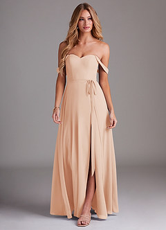 Azazie Aaron Jurken voor bruidsmeisjes Converteerbaar Jurk van Chiffon met A-Lijn Off the Shoulder Engelse Roos image4