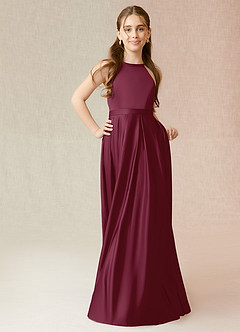Azazie Arianthe Junior Mulberry A-Line with Pockets Stretch Satin Dress image4