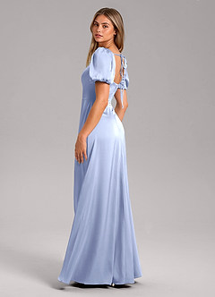 Azazie Fyona Bridesmaid Dresses Ice A-Line Pleated Stretch Satin Dress image5