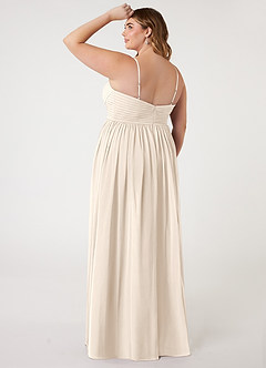 Azazie Alia Brautjungfernkleider A-Linie Plissee Chiffon Kleid Alabaster Weiß image9