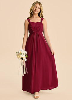 Azazie Elsie Junior Burgundy A-Line Sweetheart Neckline Chiffon Dress image4