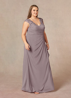 Azazie Gladys Mother of the Bride Dresses Dusk A-Line Queen Anne Lace Chiffon Dress image10