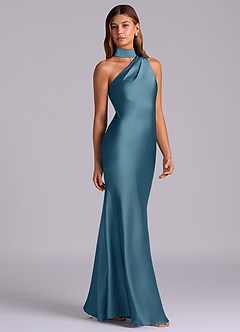 Azazie Seona Abiti da Damigella Abito Sirena in Raso Elasticizzato Monospalla Bermuda image5