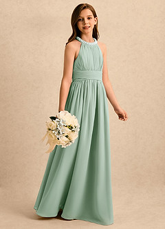 Azazie Aria Girls Formal Flower Girl Klänningar Klänning A-Line i Chiffong Plisserad image3