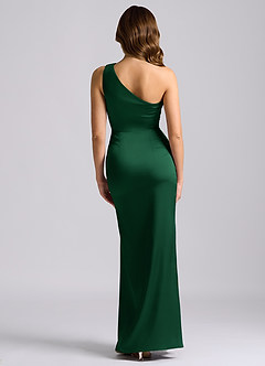 Azazie Akilah 신부 들러리 드레스 인어 한쪽 어깨 스트레치 새틴 바닥 길이 드레스 image2