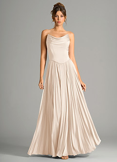 Azazie Saedra Bridesmaid Dresses White Alabaster A-Line Corset Stretch Satin Dress image5