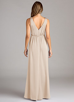 Azazie Tanicia Bridesmaid Dresses White Alabaster A-Line Pleated Stretch Satin Dress image2