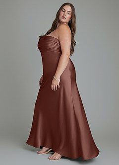Azazie Saylor Vestidos de damas de honor Vestido Expresado de Satén Elástico de Corte Sirena con Palabra de honor image13