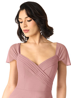 Azazie Tancie At-home Try On Dresses Vintage Mauve A-Line Off the Shoulder Chiffon Convertible Dress image4