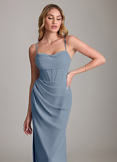 Azazie Mai Bridesmaid Dresses Twilight Sheath Pleated Chiffon Dress image5