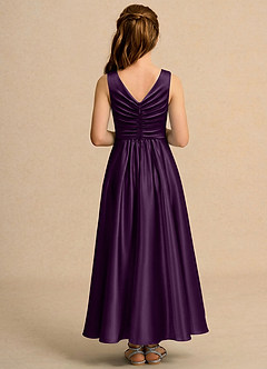 Azazie Ducky Girls Formal Abiti da Ragazza di Fiori Abito A-Line in Raso Elasticizzato Plissettato Uva image2