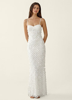 Mentino White 3D Flower Lace Prom Dress image3
