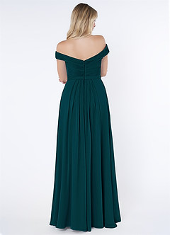 Azazie Audrianna Robes de demoiselle d'honneur Robe Trapèze Convertible en Mousseline de soie Schulterfrei gerafft Vert Pin image3
