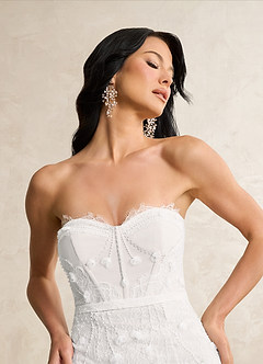 Azazie Ceresia Vestidos de novia Vestido de Diamante Blanco de Tul de Corte Recto con Lentejuela image6