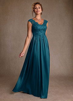 Azazie Amethyst Kleider für die Brautmutter A-Linie Spitze Kleid Tintenblau image3
