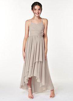 Azazie Catalina Junior Frost A-Line Ruched Chiffon Dress image4